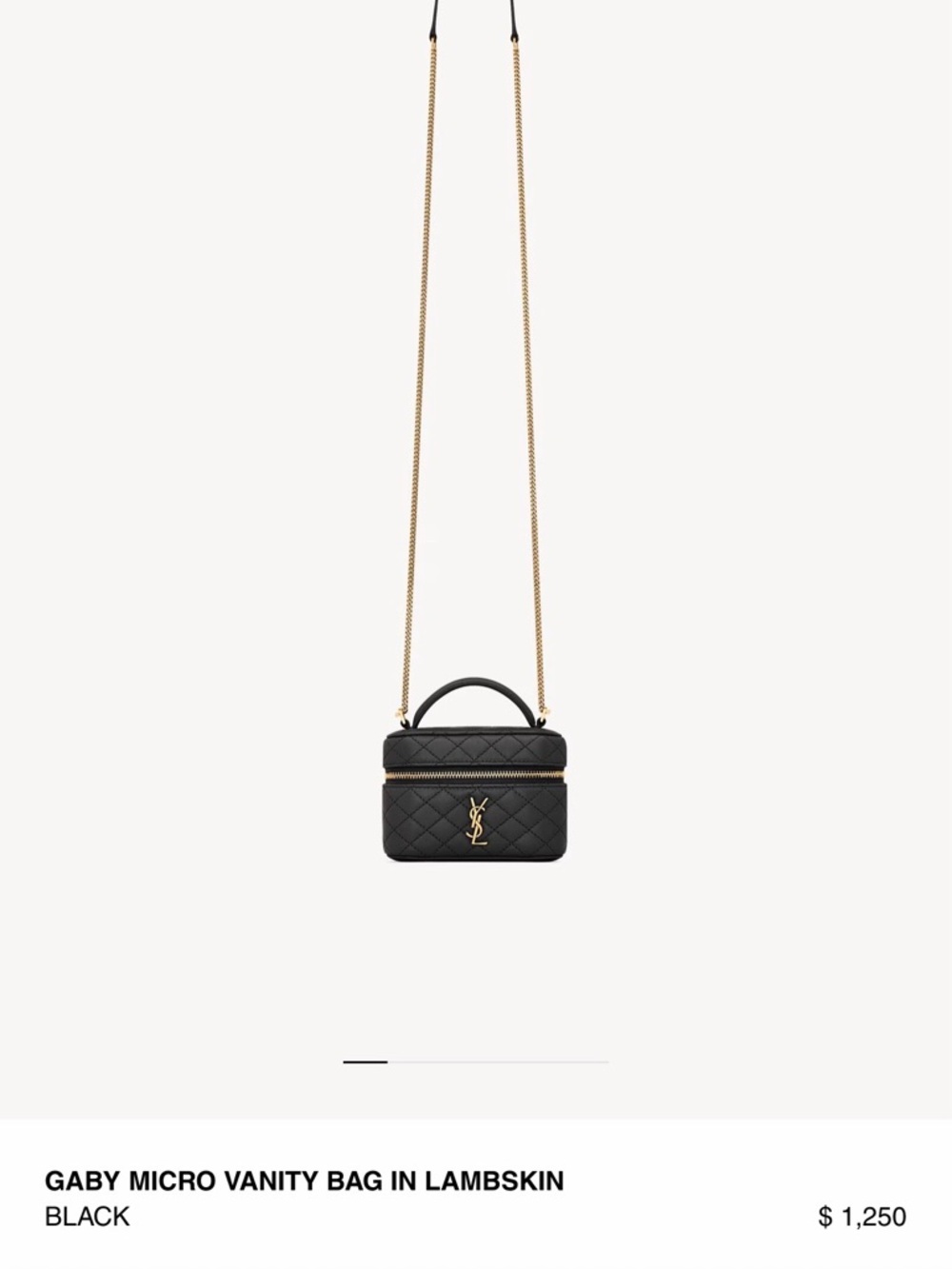 Saint Laurent Black Quilted Leather Vanity Mini Crossbody with Gold Hardware - Picture 3 of 4